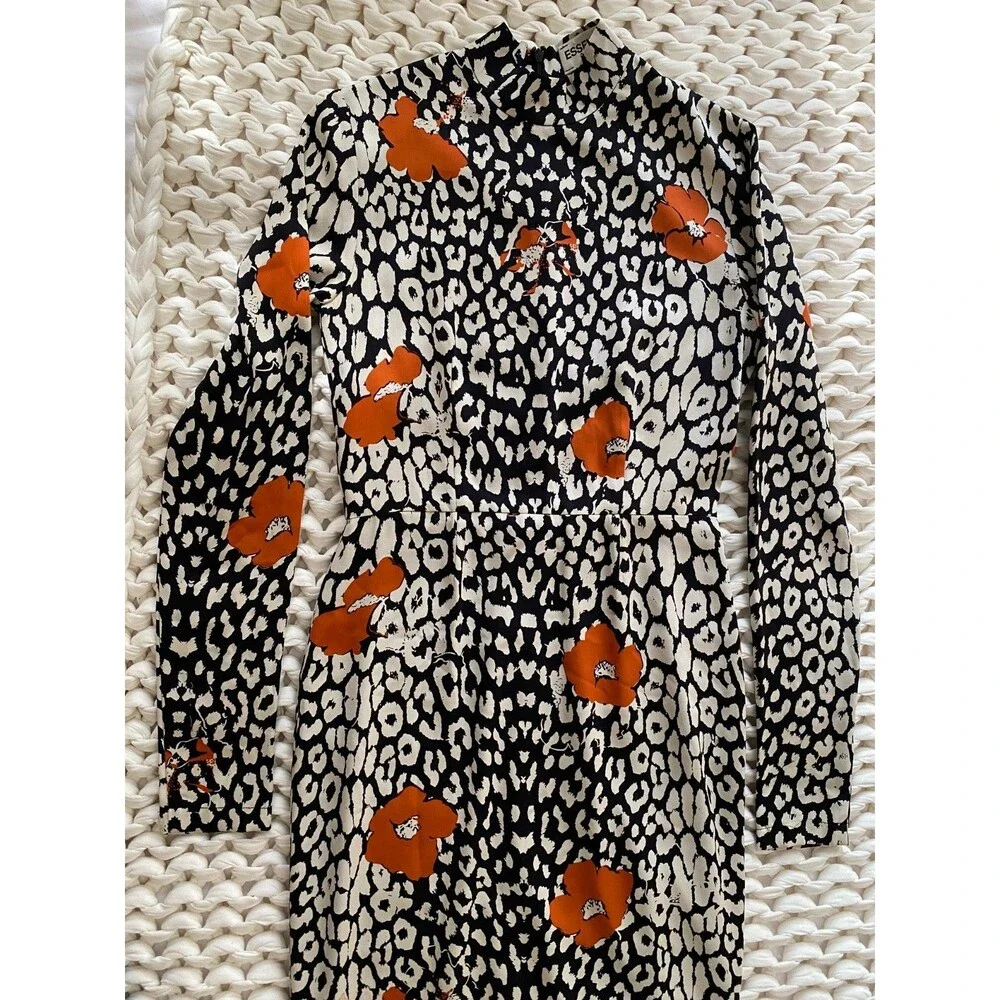 Essentiel Antwerp Silk Leopard Floral KABBEY Dress Size 38 (4) - Long Sleeve - Picture 12 of 16